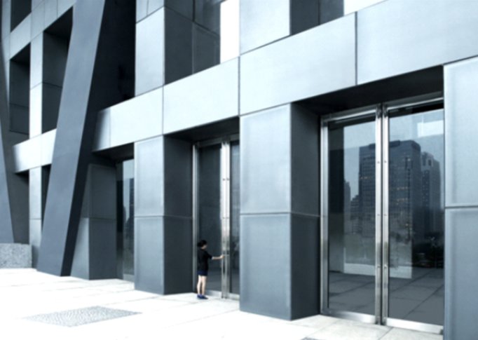Balance door at a commercial office tower